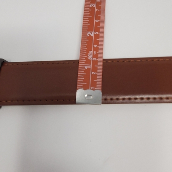 VERA PELLE COGNAC BROWN GENUINE LEATHER BELT ITALY GUNMETAL BUCKLE MEN 44 SLIDE - Picture 9 of 11